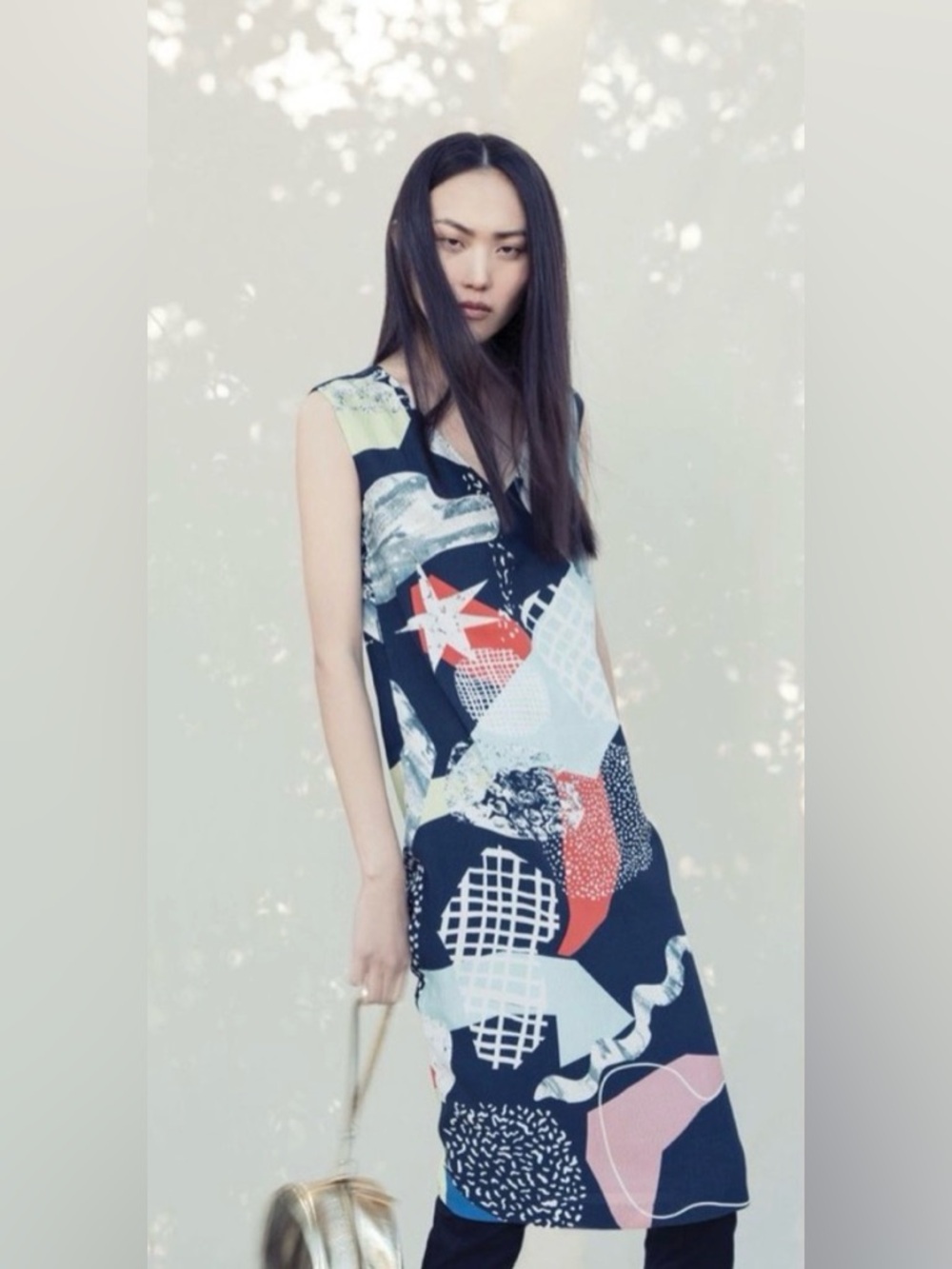 Gorman Head in the Clouds Sleeveless Silk Shift Midi Dress